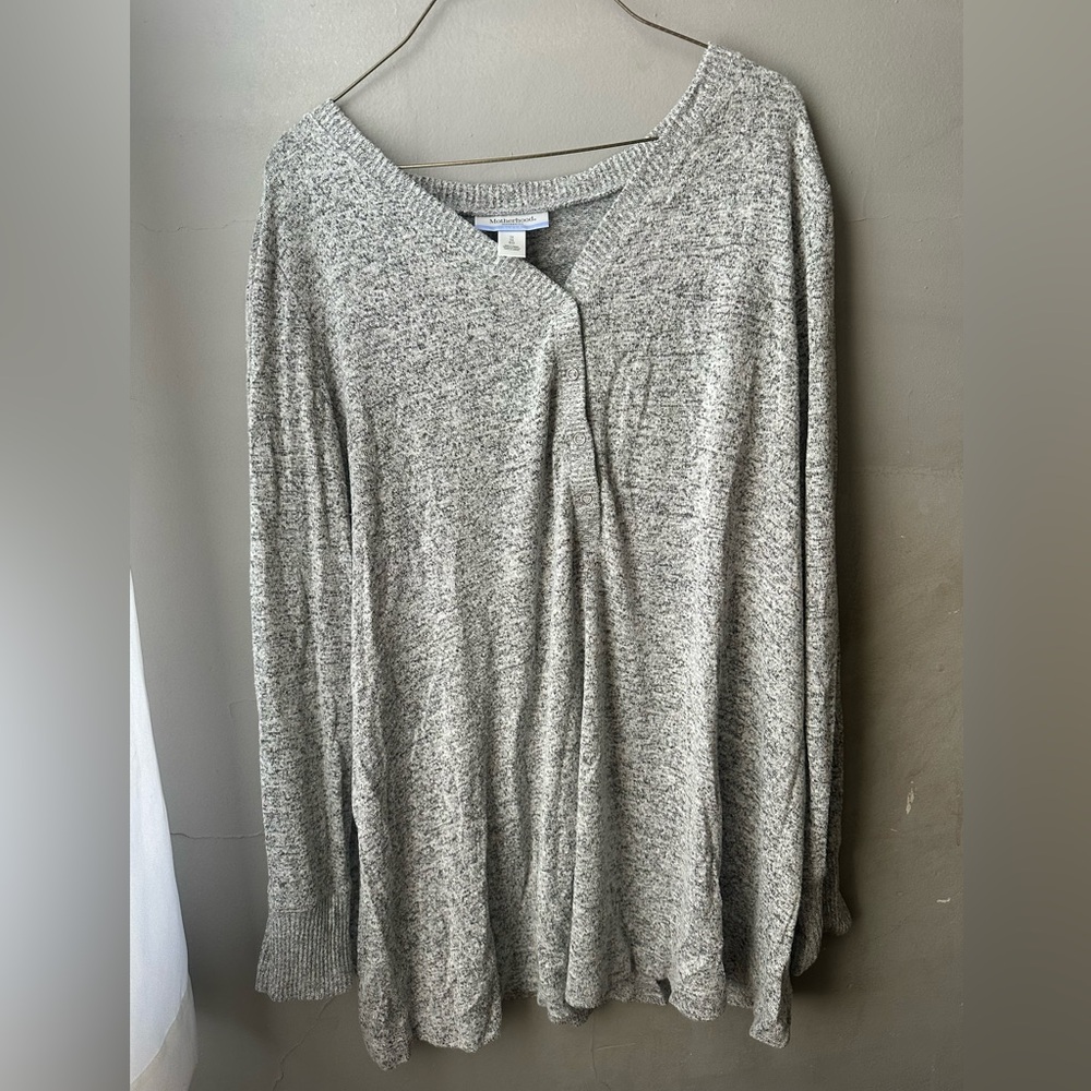Motherhood Gray Knit Sleepwear V-Neck Top
